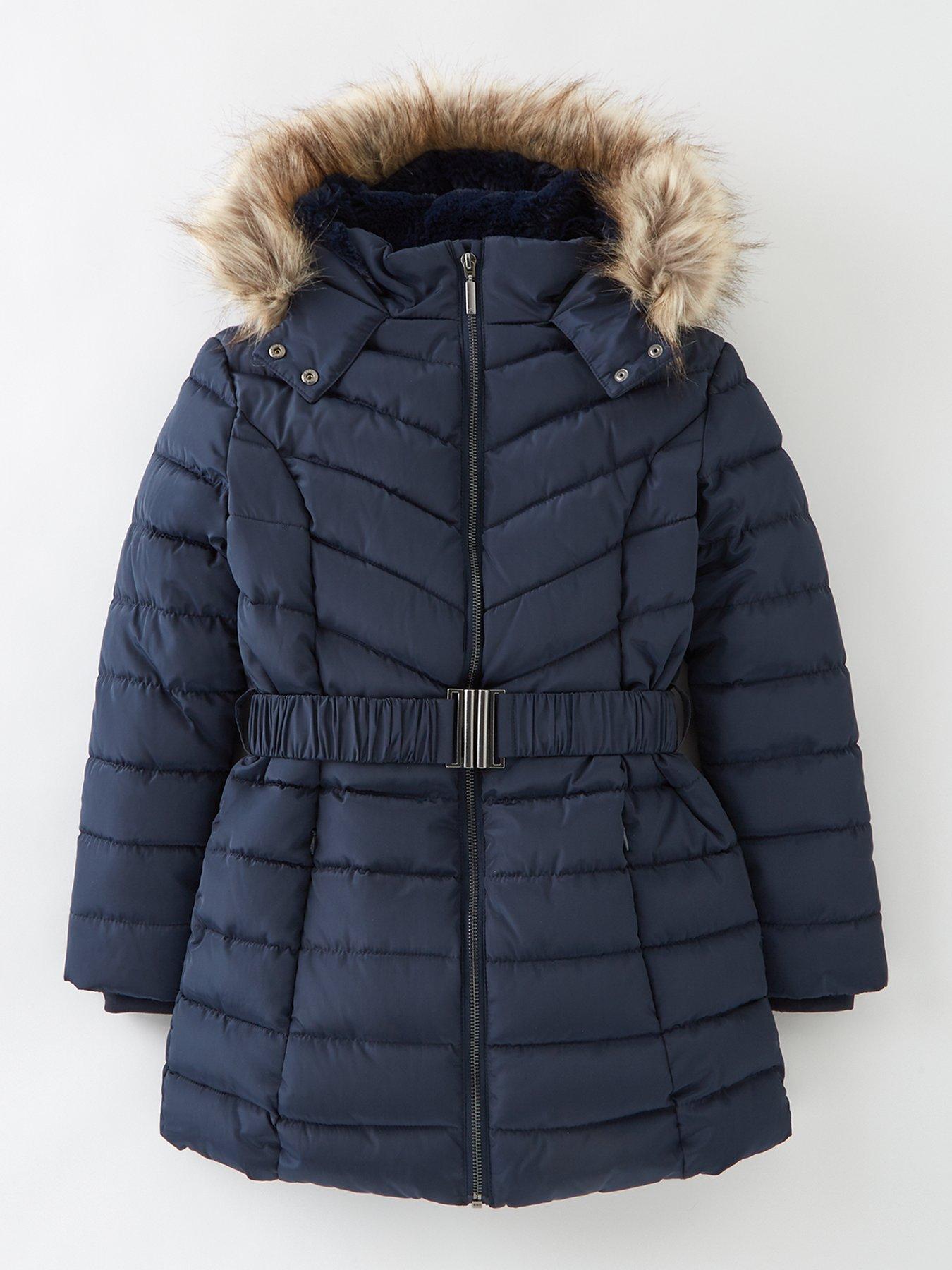 Paul Children's Girls Navy Pres Stud Front Swing Hooded Coat Jacket 1 To 7 YRS Paul Children's Girls Navy Pres Stud Front Swing Hooded Coat Jacket 1 To 7 YRS